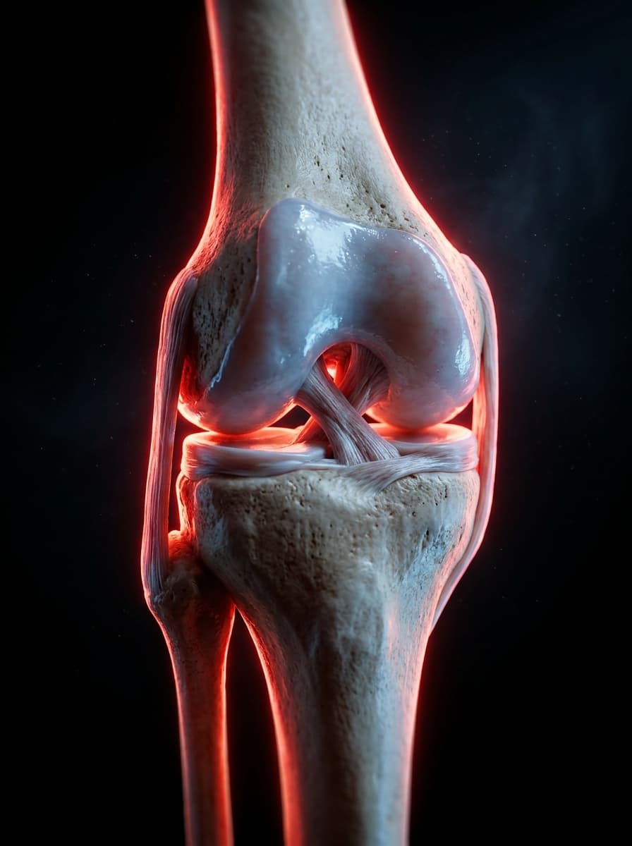 Ilustração da cartilagem articular, tecido em que o colágeno tipo II está presente